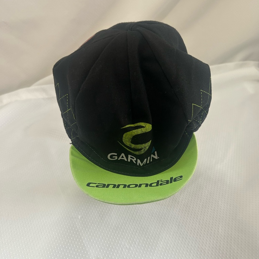 Vintage Castelli Garmin Cannondale Black and Green Cyclists Cap
